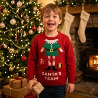 OVX30: Kids Knitted Christmas Elf Jumper (9 Months-14 years)